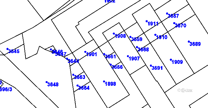 Parcela st. 3661 v KÚ Otaslavice, Katastrální mapa