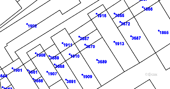 Parcela st. 3670 v KÚ Otaslavice, Katastrální mapa