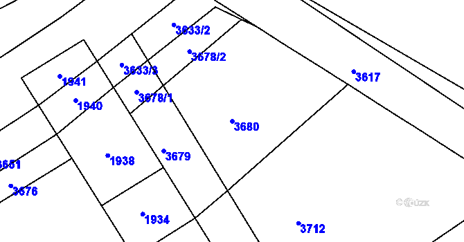 Parcela st. 3680 v KÚ Otaslavice, Katastrální mapa
