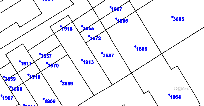 Parcela st. 3687 v KÚ Otaslavice, Katastrální mapa
