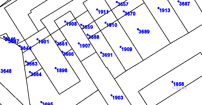 Parcela st. 3691 v KÚ Otaslavice, Katastrální mapa