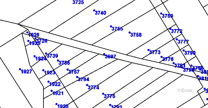 Parcela st. 3697 v KÚ Otaslavice, Katastrální mapa