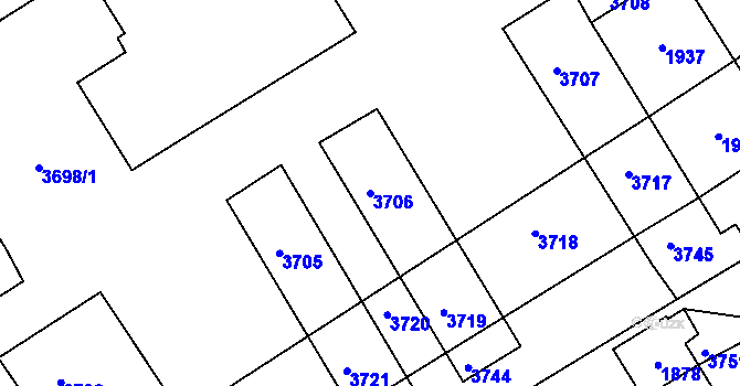 Parcela st. 3706 v KÚ Otaslavice, Katastrální mapa