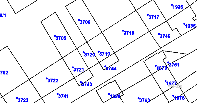 Parcela st. 3719 v KÚ Otaslavice, Katastrální mapa