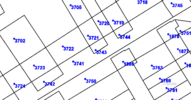 Parcela st. 3743 v KÚ Otaslavice, Katastrální mapa
