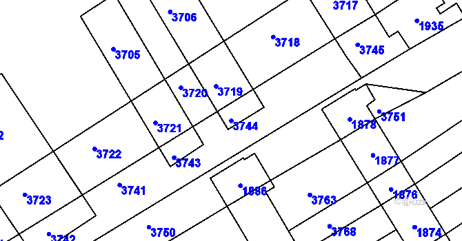 Parcela st. 3744 v KÚ Otaslavice, Katastrální mapa