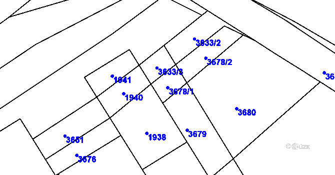 Parcela st. 3678/1 v KÚ Otaslavice, Katastrální mapa