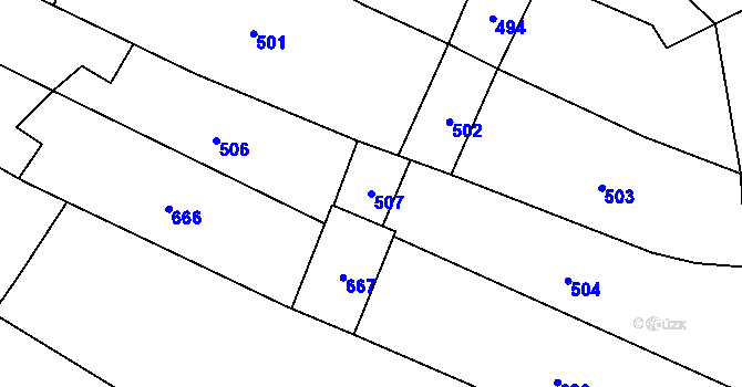 Parcela st. 507 v KÚ Otaslavice, Katastrální mapa