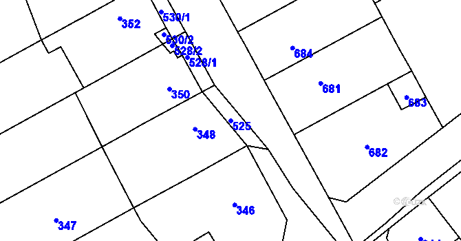 Parcela st. 525 v KÚ Otaslavice, Katastrální mapa