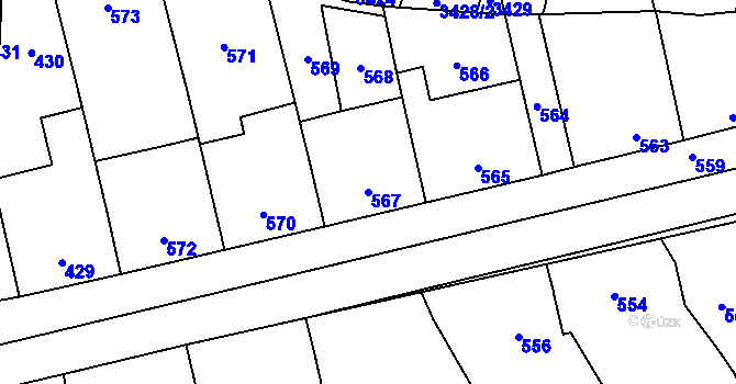 Parcela st. 567 v KÚ Otaslavice, Katastrální mapa