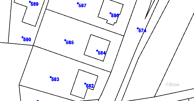 Parcela st. 584 v KÚ Otaslavice, Katastrální mapa