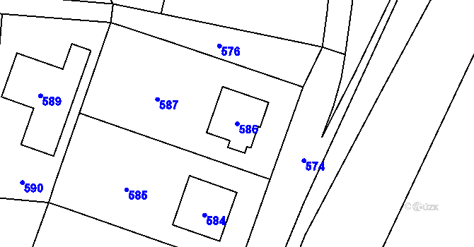 Parcela st. 586 v KÚ Otaslavice, Katastrální mapa
