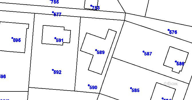 Parcela st. 589 v KÚ Otaslavice, Katastrální mapa