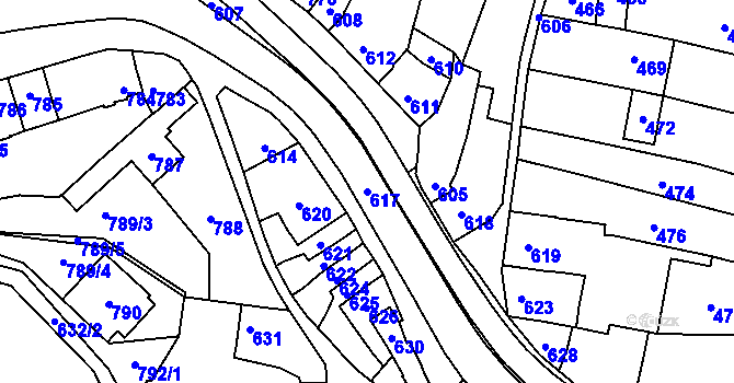 Parcela st. 617 v KÚ Otaslavice, Katastrální mapa