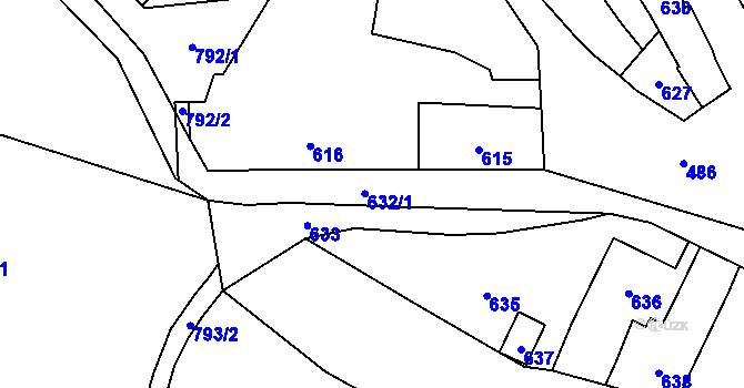 Parcela st. 632 v KÚ Otaslavice, Katastrální mapa