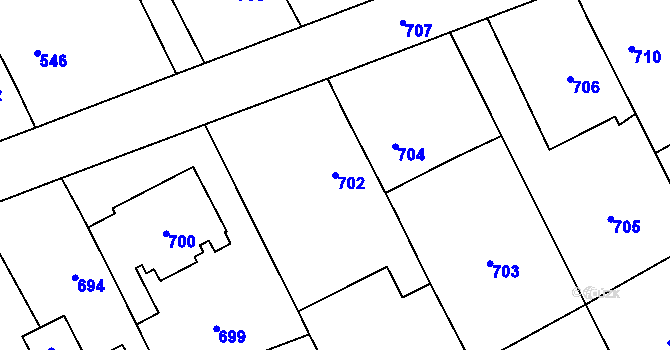 Parcela st. 702 v KÚ Otaslavice, Katastrální mapa