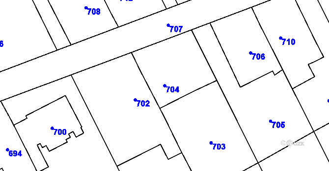Parcela st. 704 v KÚ Otaslavice, Katastrální mapa