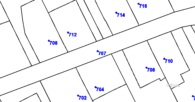 Parcela st. 707 v KÚ Otaslavice, Katastrální mapa