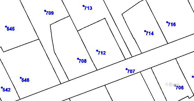 Parcela st. 712 v KÚ Otaslavice, Katastrální mapa