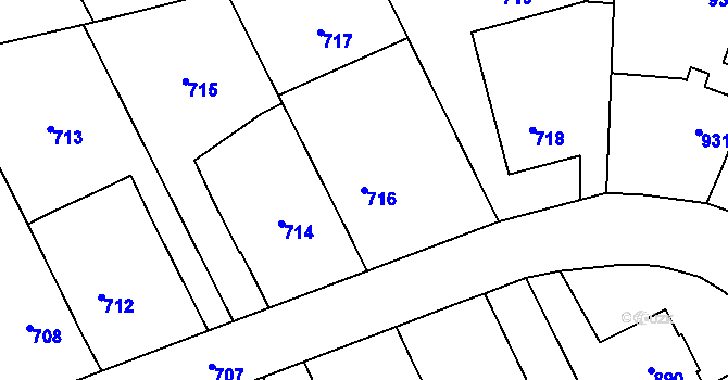 Parcela st. 716 v KÚ Otaslavice, Katastrální mapa