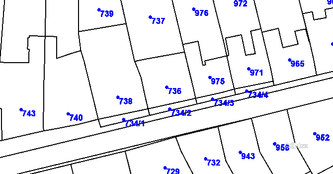 Parcela st. 736 v KÚ Otaslavice, Katastrální mapa