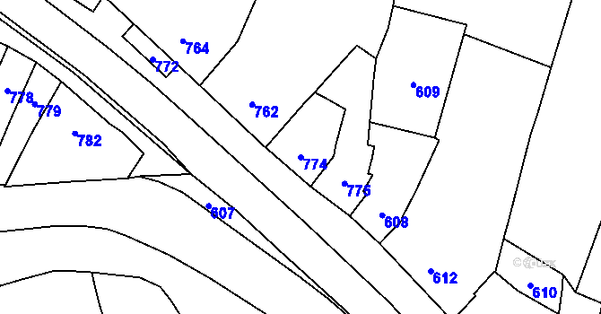 Parcela st. 774 v KÚ Otaslavice, Katastrální mapa