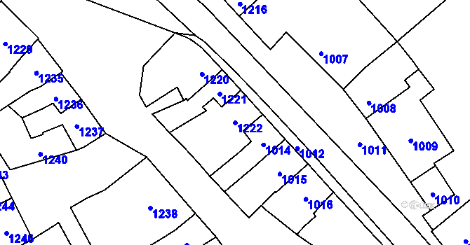 Parcela st. 1222 v KÚ Otaslavice, Katastrální mapa