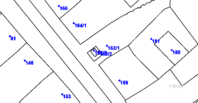 Parcela st. 162/2 v KÚ Otaslavice, Katastrální mapa