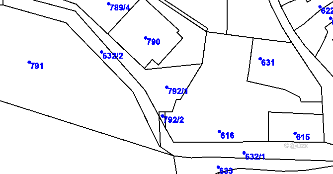 Parcela st. 792/1 v KÚ Otaslavice, Katastrální mapa