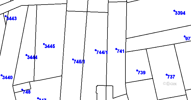 Parcela st. 744/1 v KÚ Otaslavice, Katastrální mapa