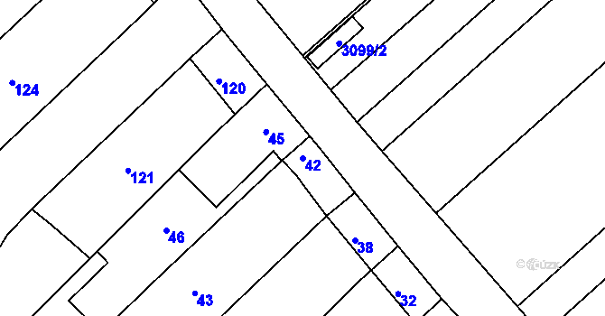 Parcela st. 42 v KÚ Vincencov, Katastrální mapa