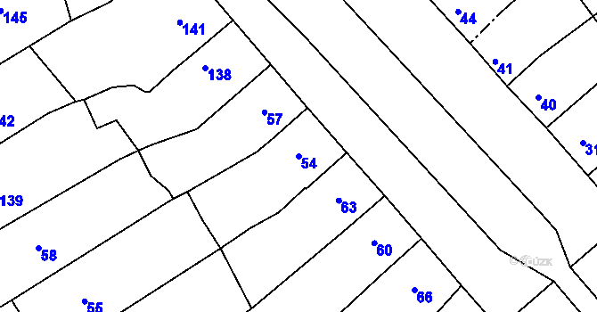 Parcela st. 54 v KÚ Vincencov, Katastrální mapa