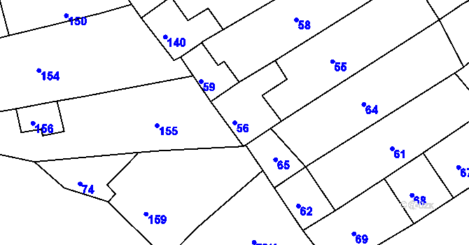 Parcela st. 56 v KÚ Vincencov, Katastrální mapa