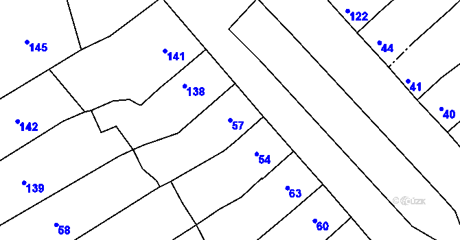 Parcela st. 57 v KÚ Vincencov, Katastrální mapa