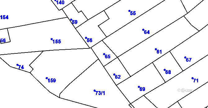 Parcela st. 65 v KÚ Vincencov, Katastrální mapa