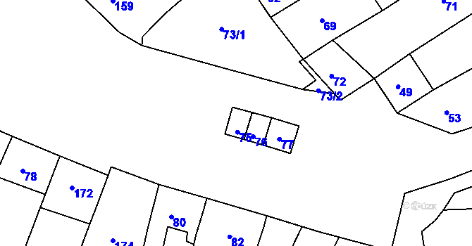 Parcela st. 75 v KÚ Vincencov, Katastrální mapa