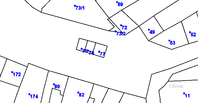Parcela st. 77 v KÚ Vincencov, Katastrální mapa