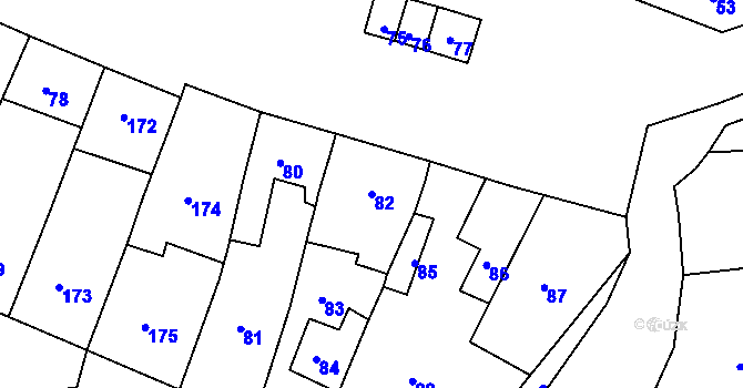 Parcela st. 82 v KÚ Vincencov, Katastrální mapa