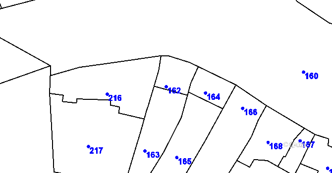 Parcela st. 162 v KÚ Vincencov, Katastrální mapa