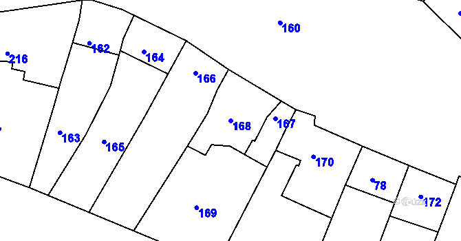 Parcela st. 168 v KÚ Vincencov, Katastrální mapa