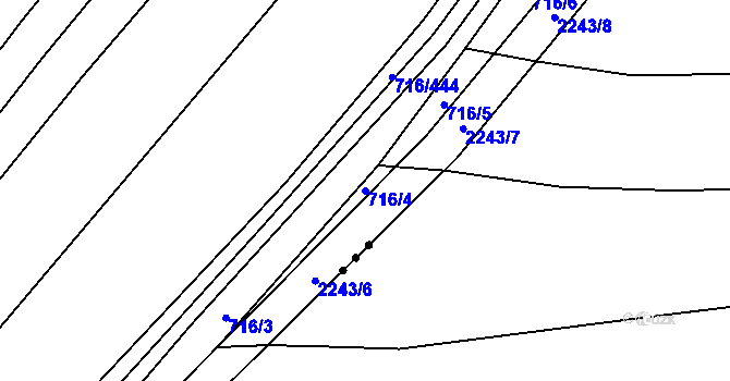 Parcela st. 716/4 v KÚ Otěšice, Katastrální mapa