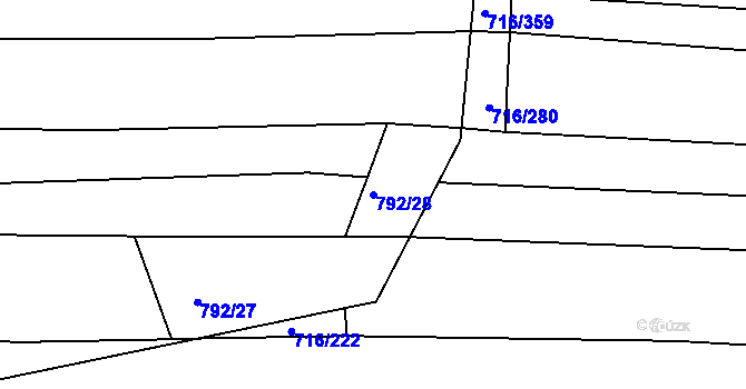 Parcela st. 792/28 v KÚ Otěšice, Katastrální mapa