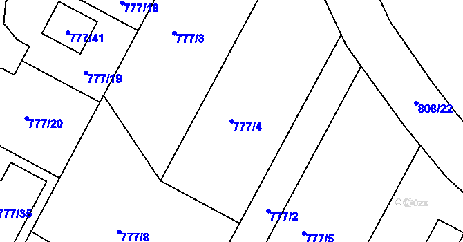 Parcela st. 777/4 v KÚ Otice, Katastrální mapa