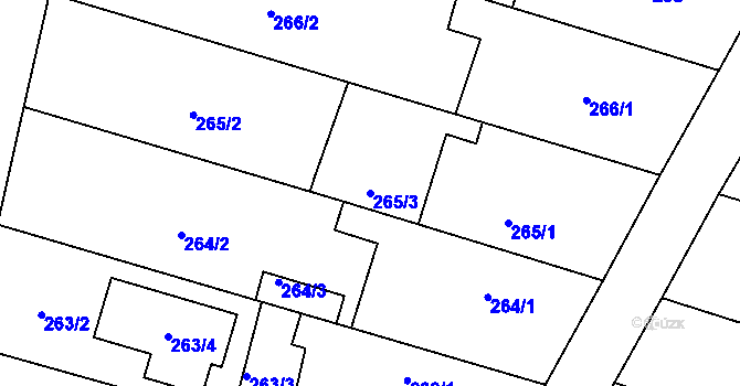 Parcela st. 265/3 v KÚ Otice, Katastrální mapa