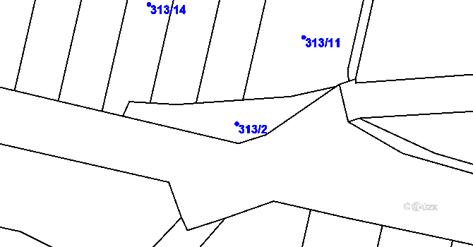Parcela st. 313/2 v KÚ Otice, Katastrální mapa