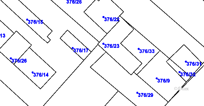 Parcela st. 376/30 v KÚ Otice, Katastrální mapa