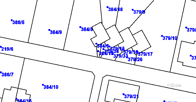 Parcela st. 384/19 v KÚ Otice, Katastrální mapa