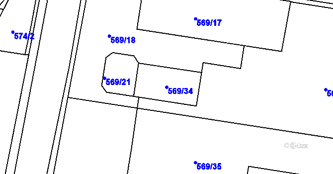 Parcela st. 569/34 v KÚ Otice, Katastrální mapa