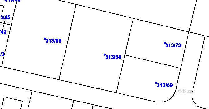 Parcela st. 313/54 v KÚ Otice, Katastrální mapa