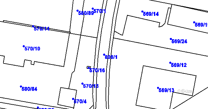 Parcela st. 808/1 v KÚ Otice, Katastrální mapa